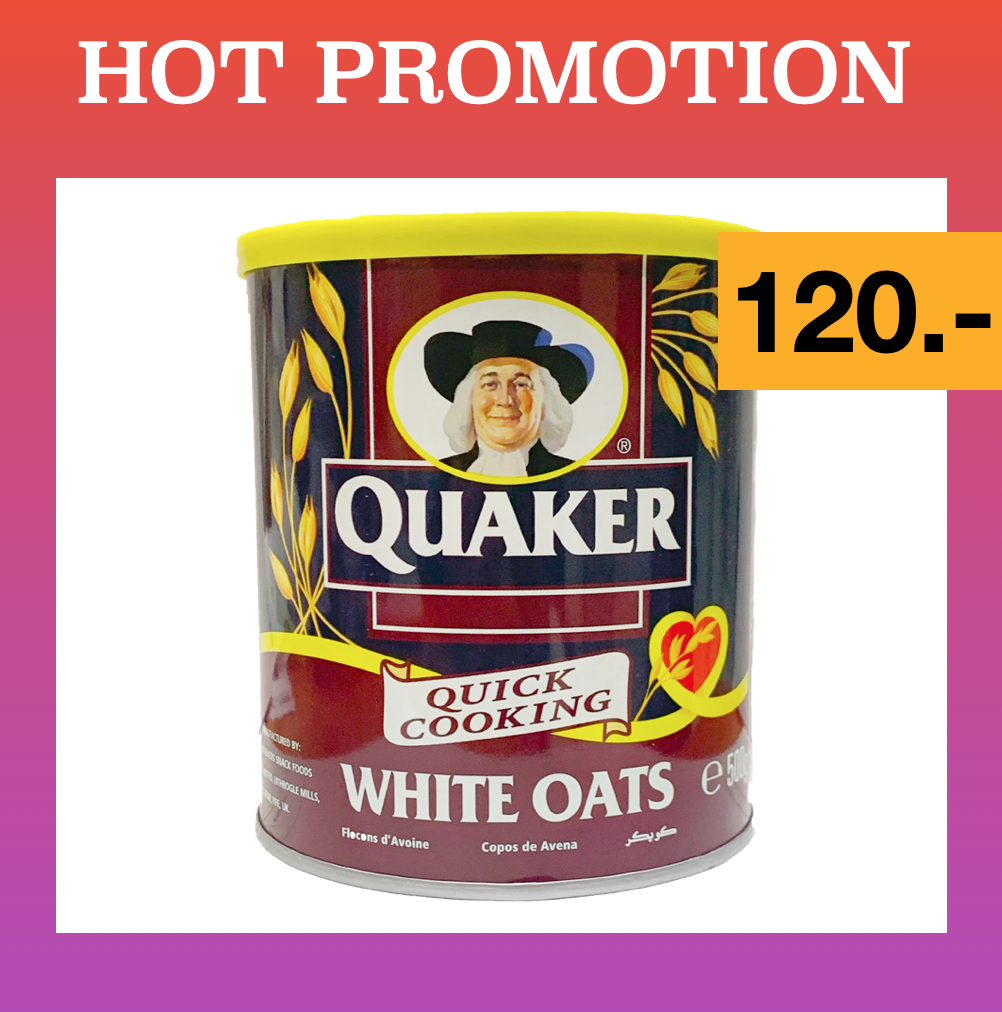 Quaker Quick Cooking White Oats 500g ++ เควกเกอร์ ข้าวโอ๊ตแบบสุกเร็ว 500g