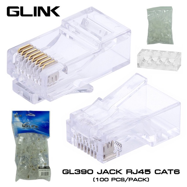 SALE GLINK GL390 RJ45 Cat6 100/PCS หัวแลน #คำค้นหาเพิ่มเติม คีย์บอร์ดเกมมิ่ง Keybord EGA RGB USB เข้าสายตัวเมีย DisplayPort