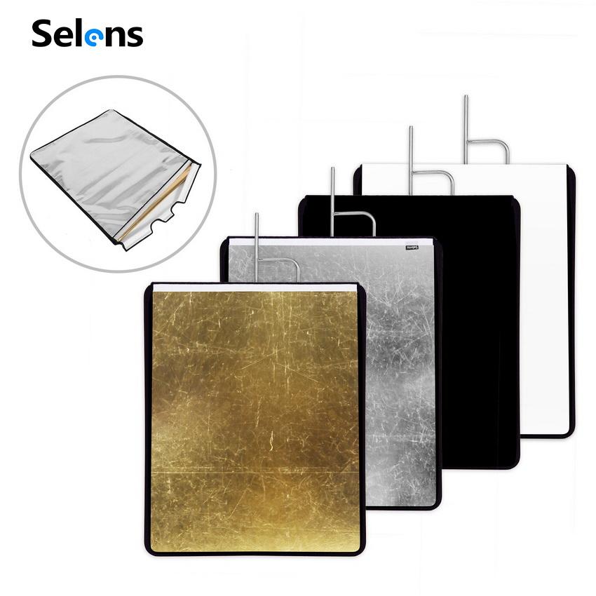 Selens สแตนเลสธงแผงผ้า4 In 1 Reflector Diffuser 60X75ซม.(23X29นิ้ว) สำหรับภาพสตูดิโอวิดีโอ