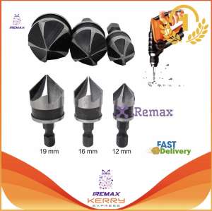 iRemax ชุดดอกชามเฟอร์ ดอกเจาะผาย แกนหกเหลี่ยม สวมเร็ว ซ่อนหัวน็อต สกรู 3 ชิ้น ขนาด 12-19 mm สำหรับ งานไม้ พลาสติก แผ่น PVC