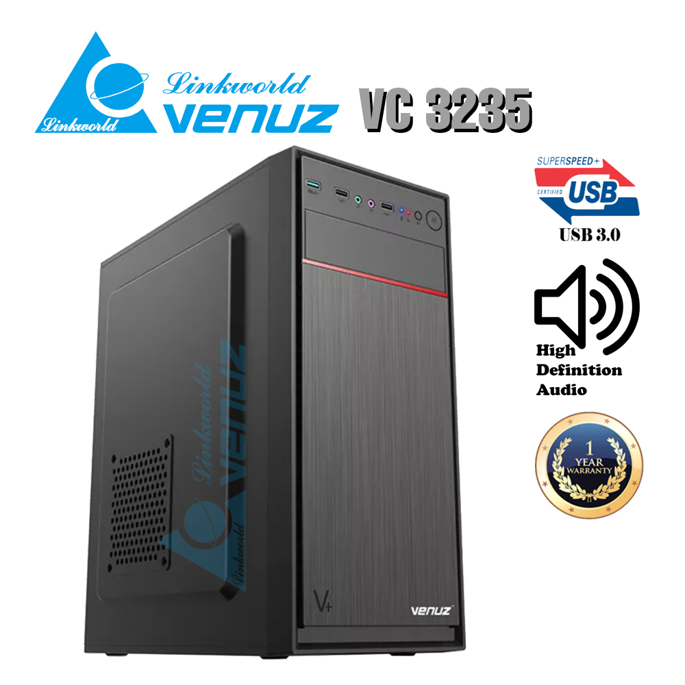VENUZ ATX Computer Case VC 3235 - Black/Red | Lazada.co.th