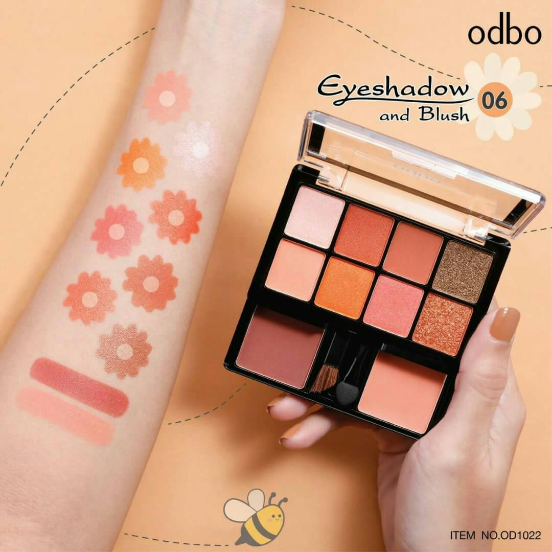 OD1022 ODBO EYESHADOW AND BLUSH โอดีบีโอ อายแชโดว์ แอนด์ บลัช  เมคอัพพาเลท ที่มีอายแชโดว์ 8 เฉดสี บลัชออน 2 เฉดสี