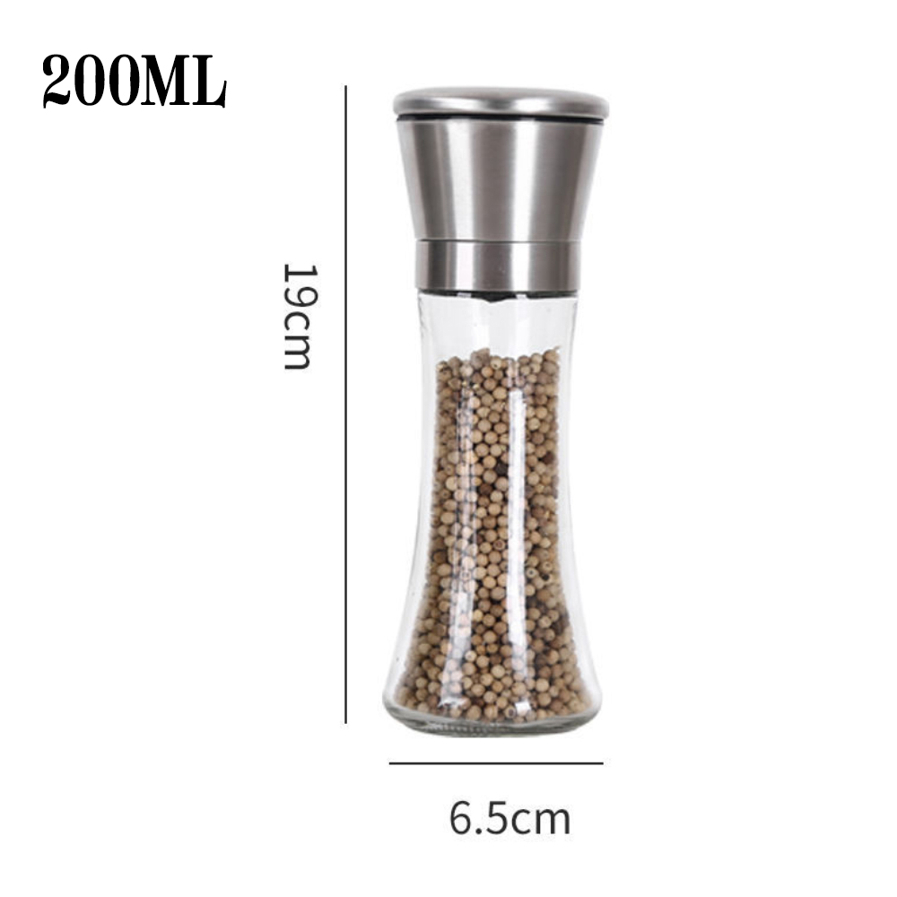 Kitchen Grinder ขวดบดพริกไทย (สแตนเลส แท้) ไม่เป็นสนิม ขวดแก้วไร้สาร