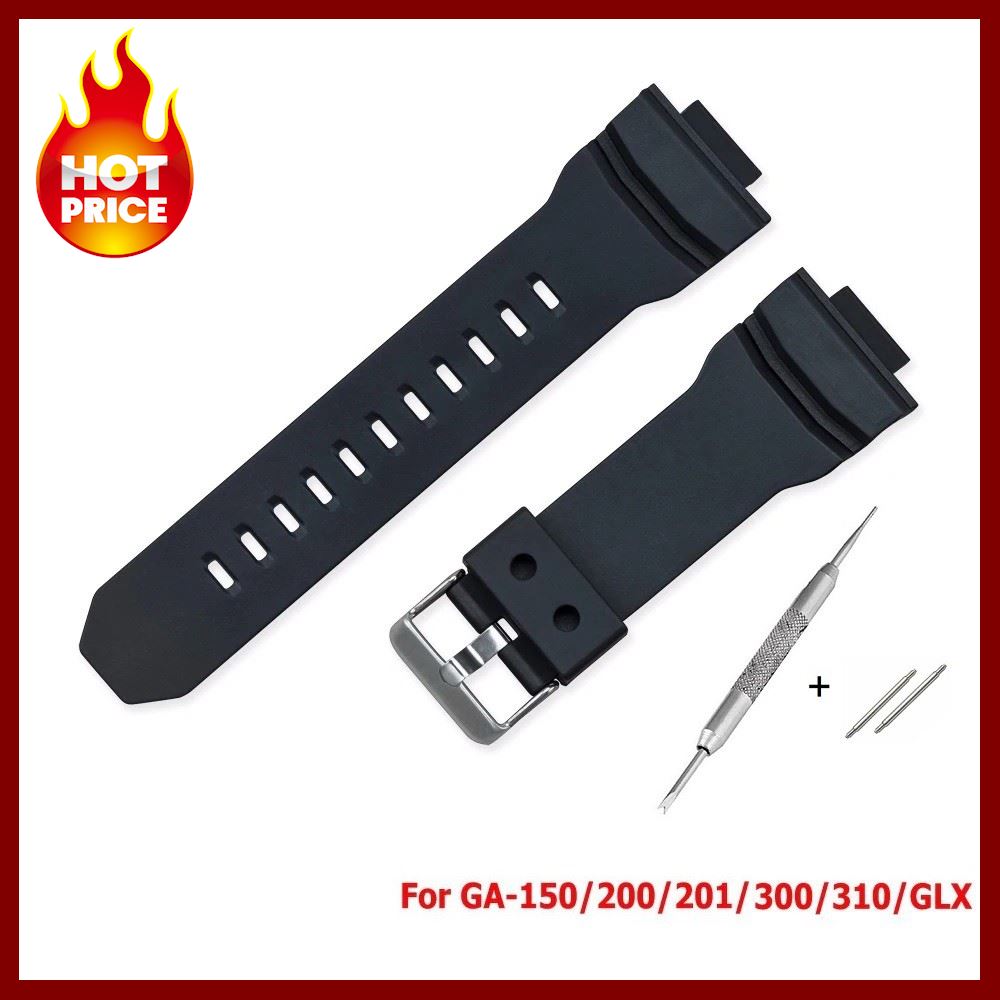 สายนาฬิกา 29x16 mm ใช้ได้กับ Casio G Shock GA-150/200/201/300/310/GLX และ Sport Watch (สีดำด้าน)