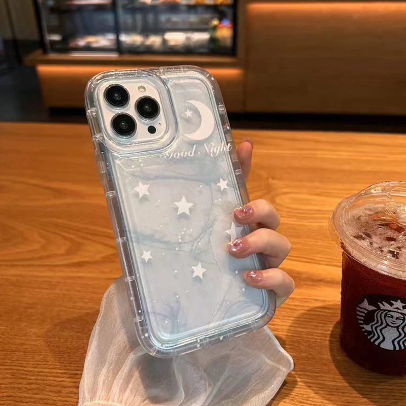 For IPhone 14 Pro Max IPhone Case Thickened TPU Soft Case Clear Case Airbag Shockproof Dreamy Starry Night Compatible with For IPhone 11 Pro Max