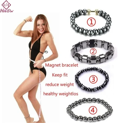 Heeda Weight Loss Stone Magnetic Therapy Slimming Bracelets Women Men Kpop Vintage Black Punk Health Bangle Unique Jewelry 2020