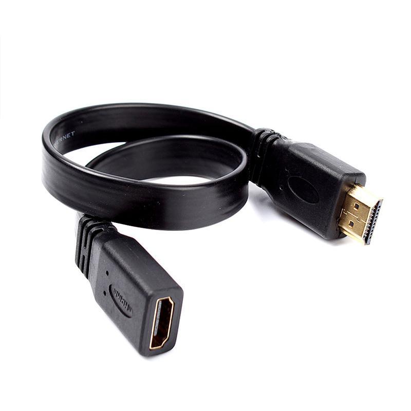 HDMI CABLE 30ซมแบบแบน HDMI ต่อสายทองตัวเมียปลั๊กตัวผู้สายโทรเลขให้แจ๊ก