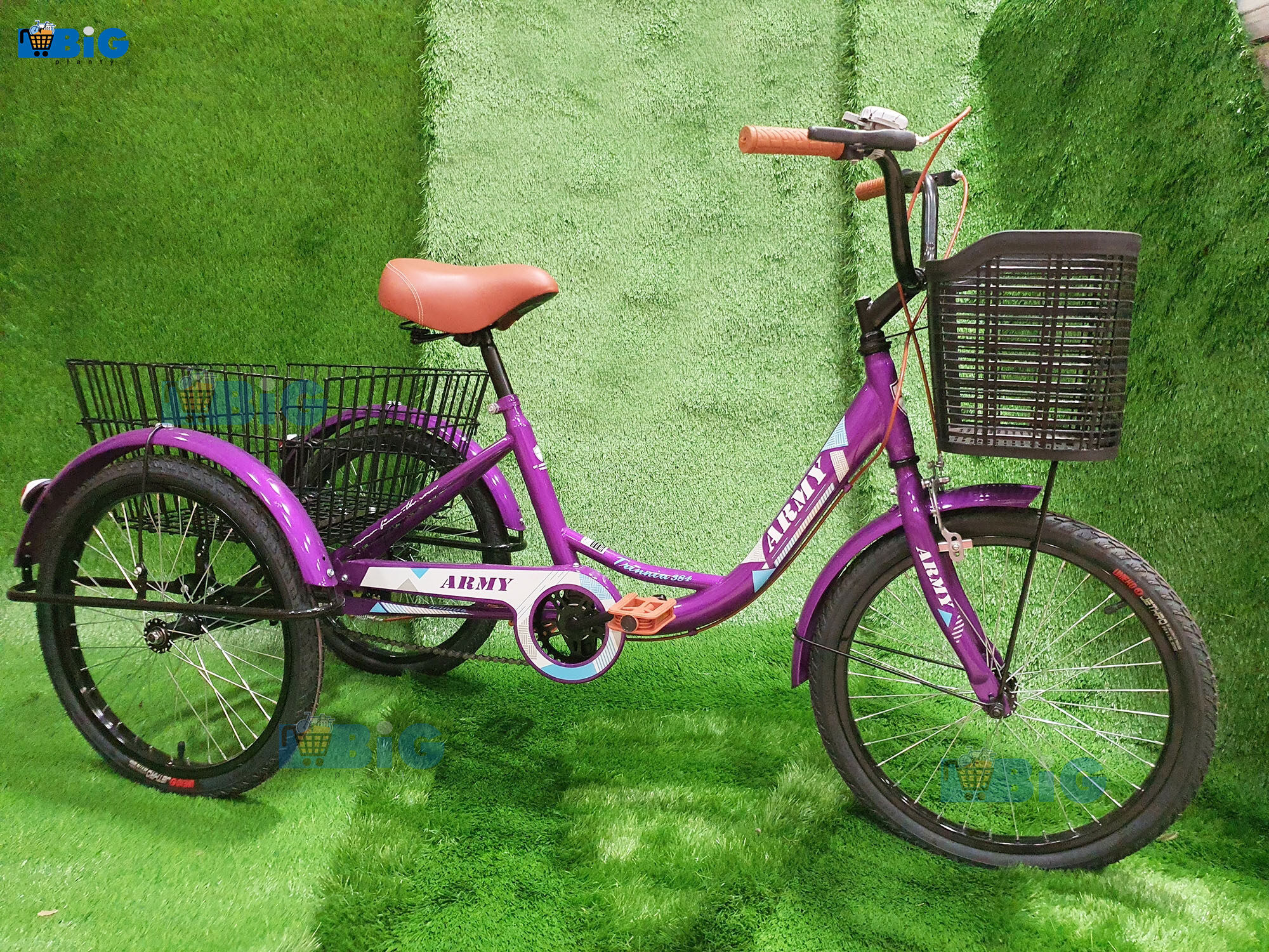 BigPlanty จักรยานสามล้อผู้ใหญ่ NO. 009 ขนาด 20 นิ้ว ตระกร้าใหญ่ สีม่วง
