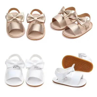 Newborn Baby Girl Bow Non-slip Princess Crib Shoes Summer Sandal Prewalker 0-18M