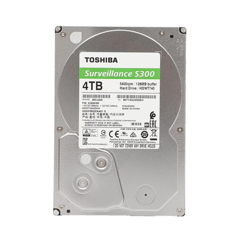 4 TB HDD CCTV TOSHIBA S300 (5400RPM, 128MB, SATA-3, HDWT740UZSVA)