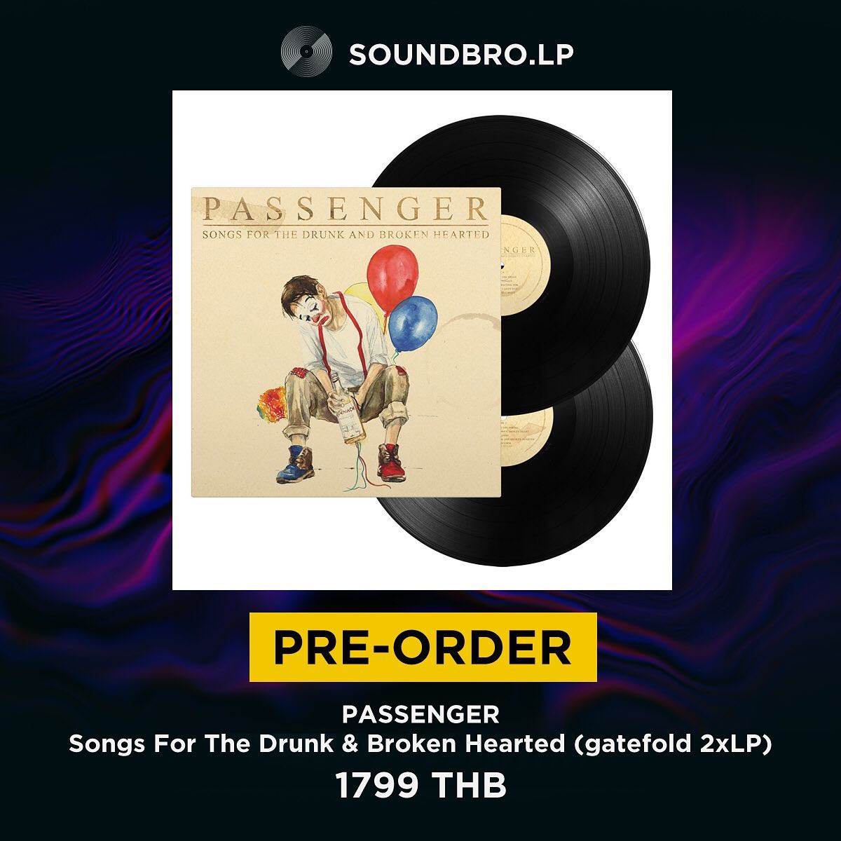 [Pre-Order 14-35 วัน] แผ่นเสียง ใหม่  - PASSENGER - Songs For The Drunk & Broken Hearted Gatefold 2xLP Vinyl