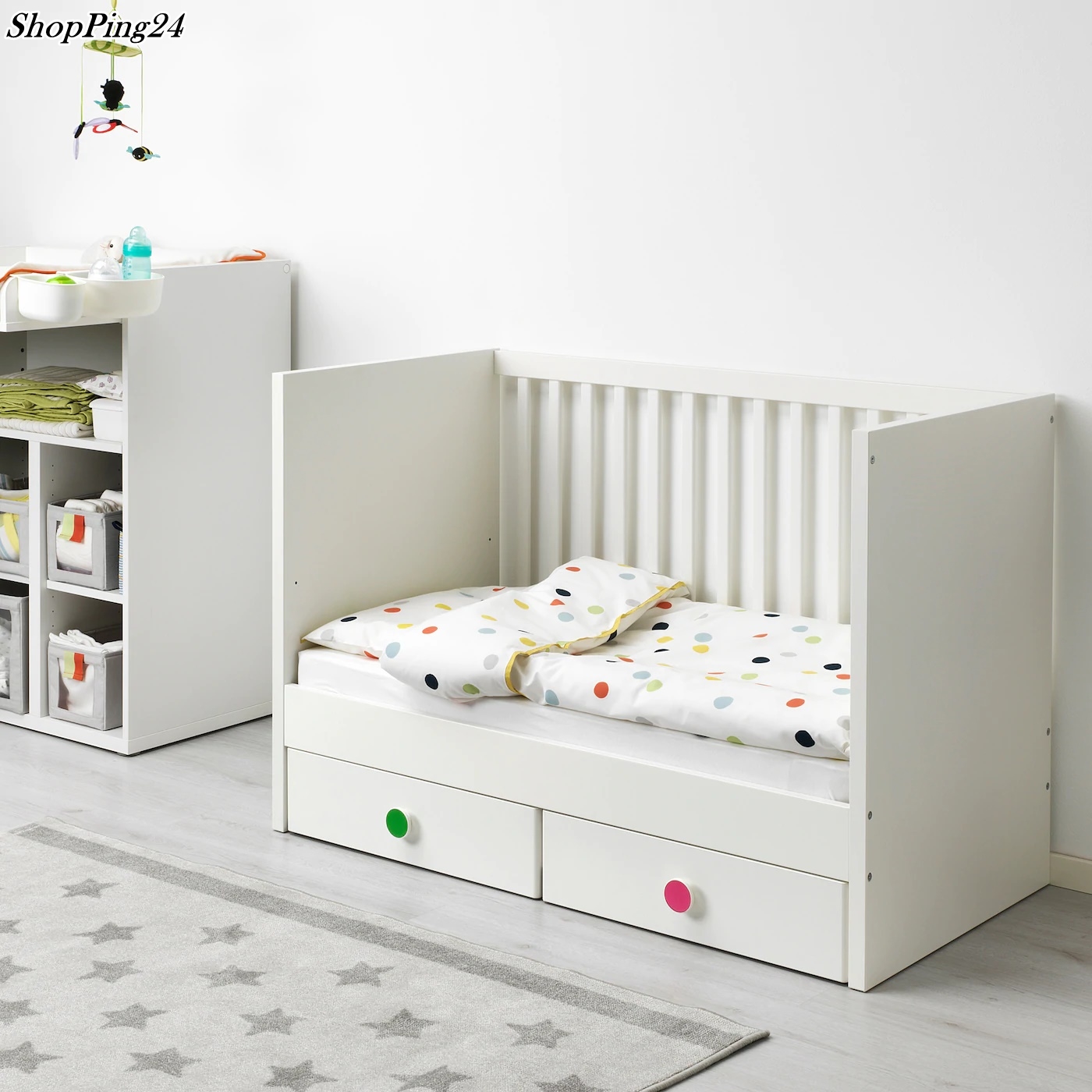 เตียงเด็กอ่อน  เตียงเด็กอ่อนพร้อมลิ้นชัก Baby Bed Baby Cot with drawers STUVAT FILLA 60 X 120 Cm