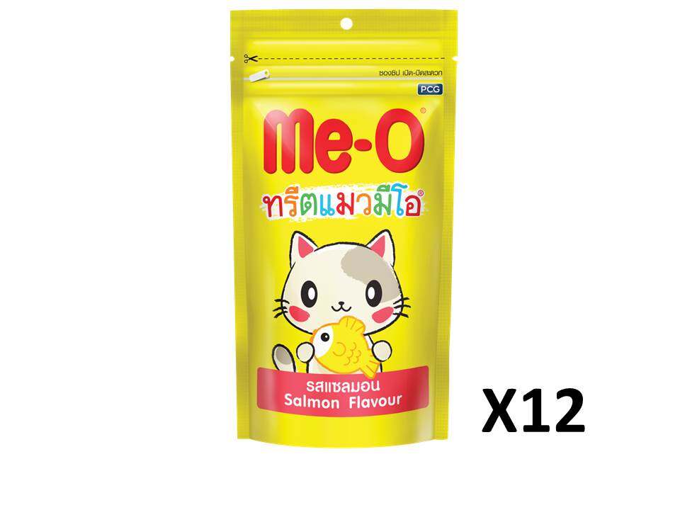 MeO ทรีตแมวมีโอ ขนมแมว รสปลาแซลมอน (50g.) x12 ซอง