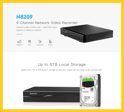 VSTARCAM NVR N8209 / 9 Channel Network Video Recorder กล่องบันทึก สำหรับกล้องไอพี