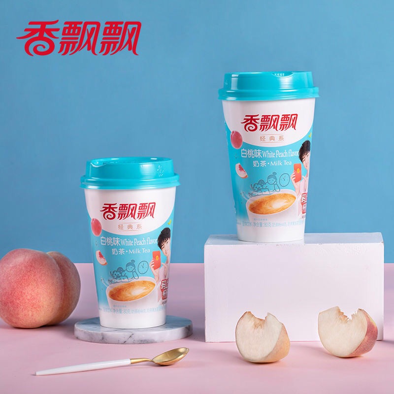 [Pack x2] ชานม ชาไข่มุก ชงดื่ม รสไวท์พีช [80g/แก้ว] 奶茶 台湾奶茶 香飘飘 白桃味 Milk tea White peach flavor