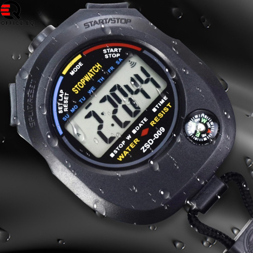 นาฬิกาจับเวลากันน้ำดิจิตอล LCD นาฬิกาจับเวลา นาฬิกา Stopwatch Stop