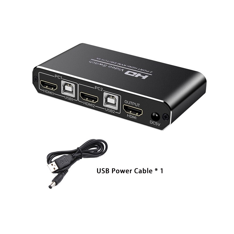 2 Ports HDMI USB KVM Switch Box Support HD 2K*4K USB KVM Switch 2 Hosts Share 1 Monitor/Keyboard