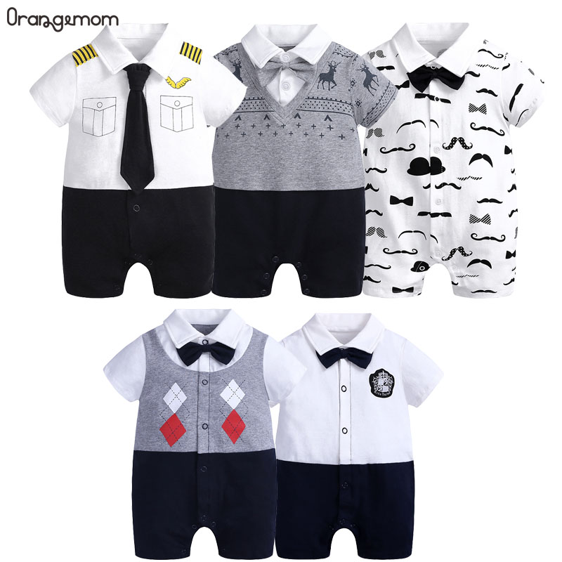 Orangemom Brand Baby Boy Clothing Gentleman Toddler Jumpsuit Summer Short Sleeved Baby Romper Cotton Newborn Baby One-piece,1pcs