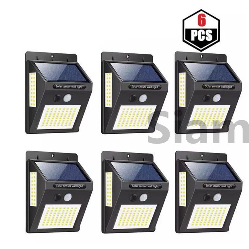Fashion Siam 6 Unit Lampu Solar 1 Sided Luminous Solar LED Outdoor Light Waterproof Solar Panel 100 LED ( 64 + 18 + 18 ) 1 Intelligent Modes Motion Sensor Lamp