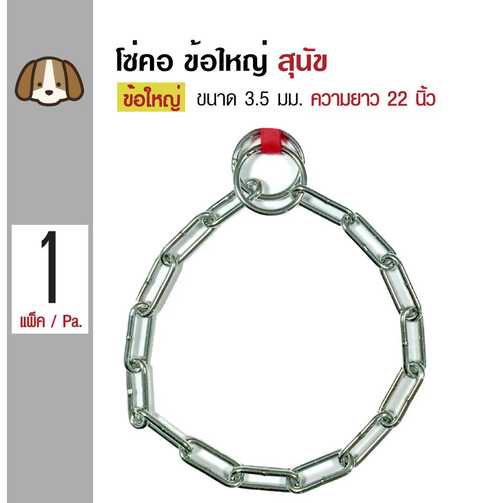 Dog Collar Chain โซ่คอสุนัข ปลอกคอสุนัข โซ่ชุบโครเมี่ยม ป้องกันสนิม ข้อใหญ่ สำหรับสุนัข ขนาด 3.5 มม. (ความยาว 22 นิ้ว)