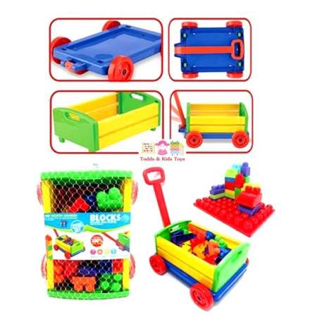 Todds  Kids Toys ของเล่นเสริมพัฒนาการ บล็อกตัวต่อจัมโบ้ 30 ชิ้น พร้อมรถลาก