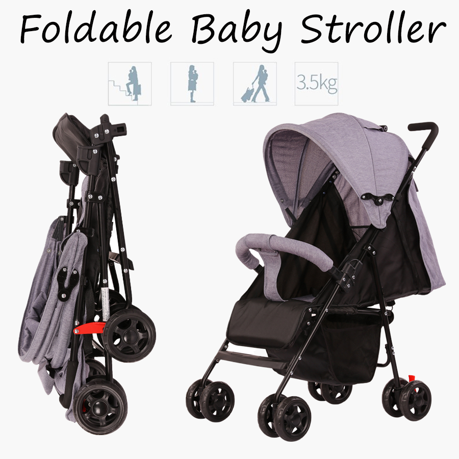 Ideashop.aliz รถเข็นเด็ก Baby trolley เข็นหน้า-หลัง ปรับ 3 ระดับ นั่ง/เอน/นอน 175 องศา โครงเหล็ก SGS รับน้ำหนักได้มากถึง 50kg Foldable baby stroller