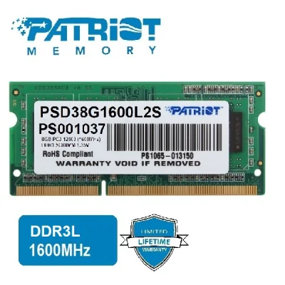 Patriot 8GB DDR3L 1600MHz Notebook SODIMM 1.35V