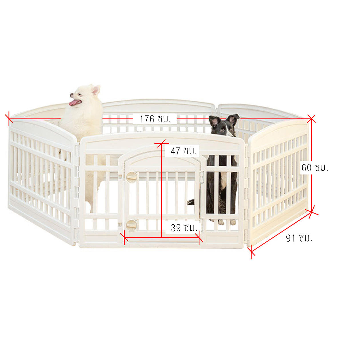 IRIS DOG PEN WITH DOOR คอกพลาสติก คอกสุนัข สีขาว ขนาด 155 x 176 x 60 cm