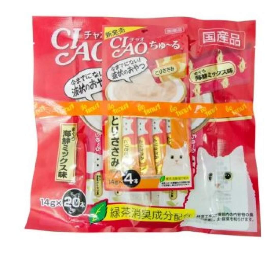 CIAO เชา ชูหรุ ขนมแมวเลีย ปลาทูน่า รสผสม 40 ซอง + แถมฟรี 10 ซอง มูลค่า 150 บาท (SC-132)