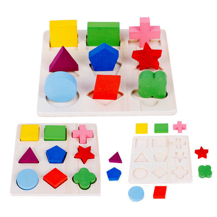 ปริศนาเรขาคณิตไม้สำหรับเด็ก, ของเล่นเสริมพัฒนาการต้นเรียนรู้สำหรับเด็ก    Kids Wooden Geometry Puzzle, Developmental Early Learning Childrens Toy สี รูปร่าง (Shapes) สี รูปร่าง (Shapes)