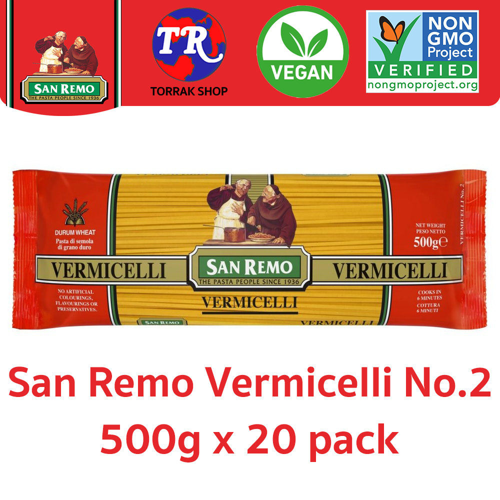 San Remo Vermicelli No.2 ซาน รีโม่ เส้นพาสต้า สปาเกตตี เวอร์มิเซลลี่ เบอร์ 2 500g x 20 pack