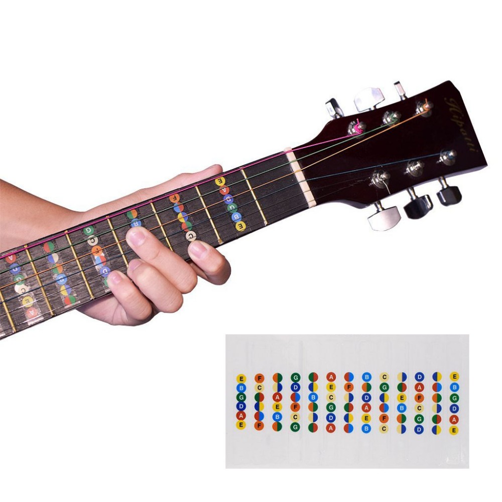 สติ๊กเกอร์ ติดเฟรต บอกโน๊ต บนคอ กีตาร์ fret note guitar sticker ใช้ได้ทั้ง กีตาร์โปร่ง และ กีตาร์ไฟฟ้า