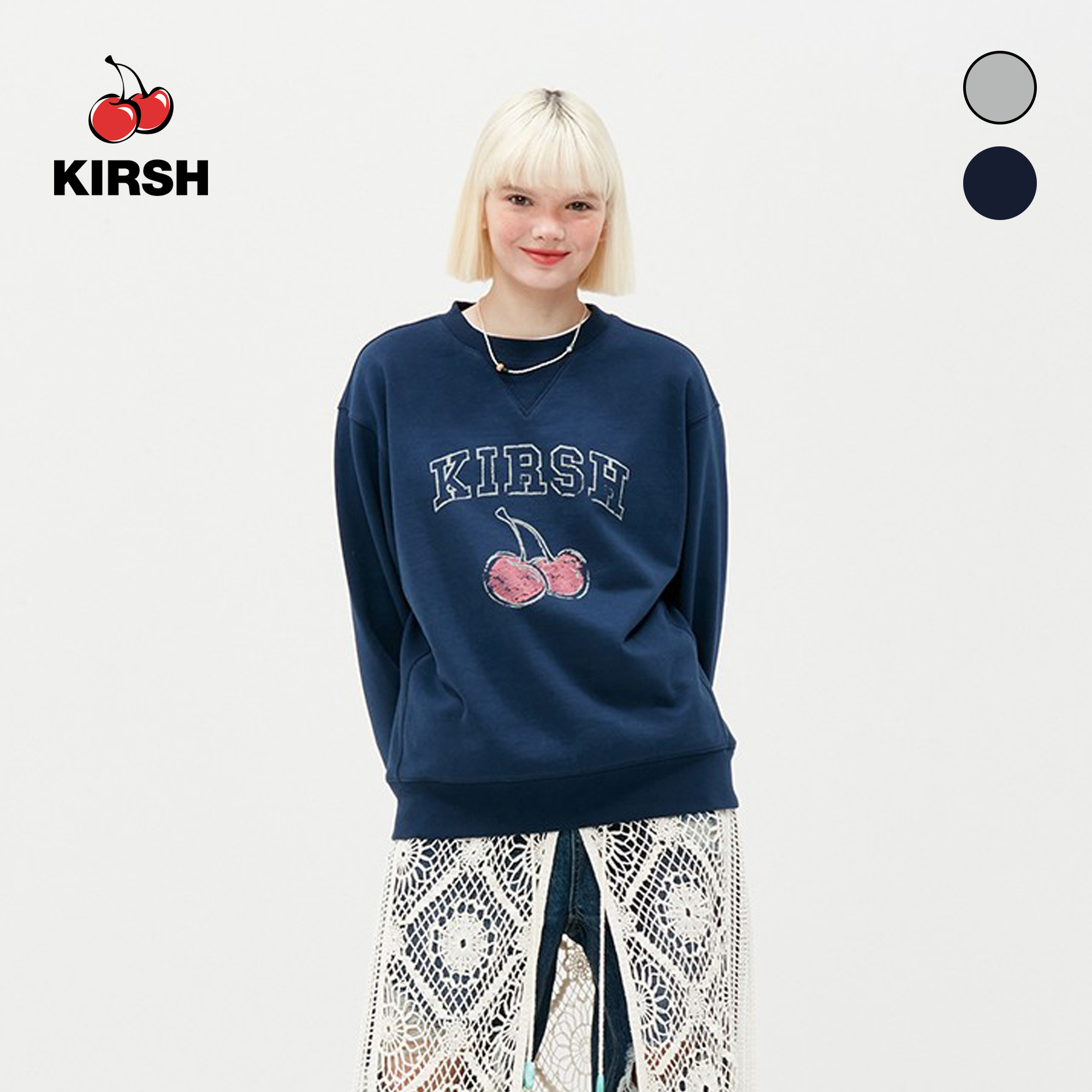 KIRSH] CHERRY COLLAR ZIP UP KNIT KS Korean Korean Style