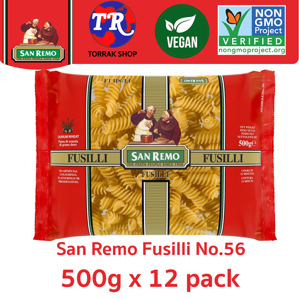 San Remo Fusilli No.56 ซาน รีโม่ เส้นพาสต้า ฟูซีลี เบอร์ 56 500g x 12 pack