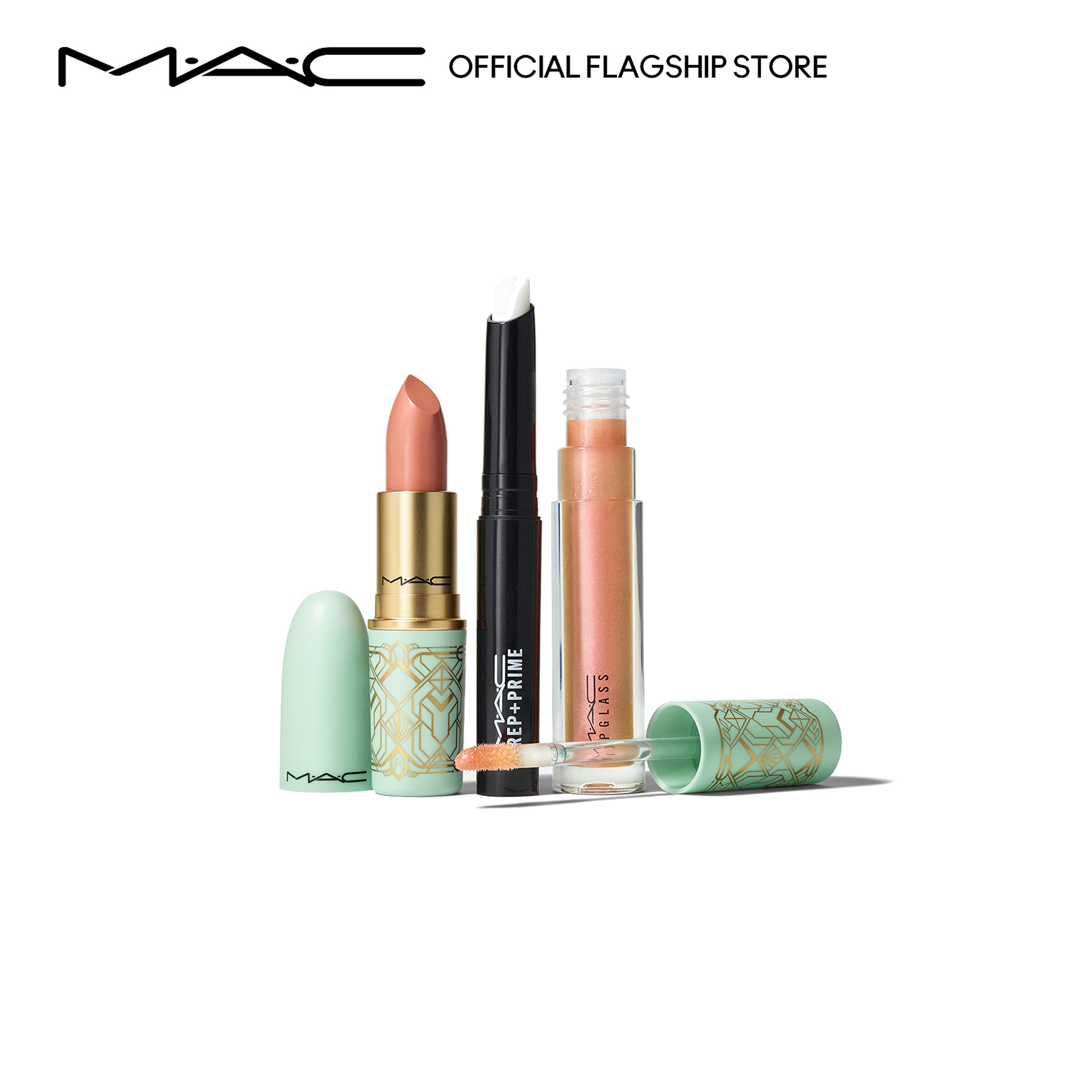 แมค MAC - 3-pcs Makeup Set with Powder Blush and Face Brush (worth ฿2,820) •  Award-Winning Lip Kit: Neutral