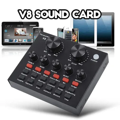 ซาวด์การ์ด ซาวด์การ์ดV8 Sound card V8 USB เสียงชุดหูฟังไมโครโฟน Webcast สำหรับโทรศัพท์ ชุดหูฟังไมโครโฟน Webcast Live Sound Card For Phone Computer