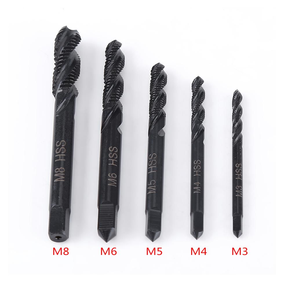 【ราคาถูกสุด】Threaded Tap ความต้านทานสนิม5 Pcs Thread M3M8 Spiral Tap