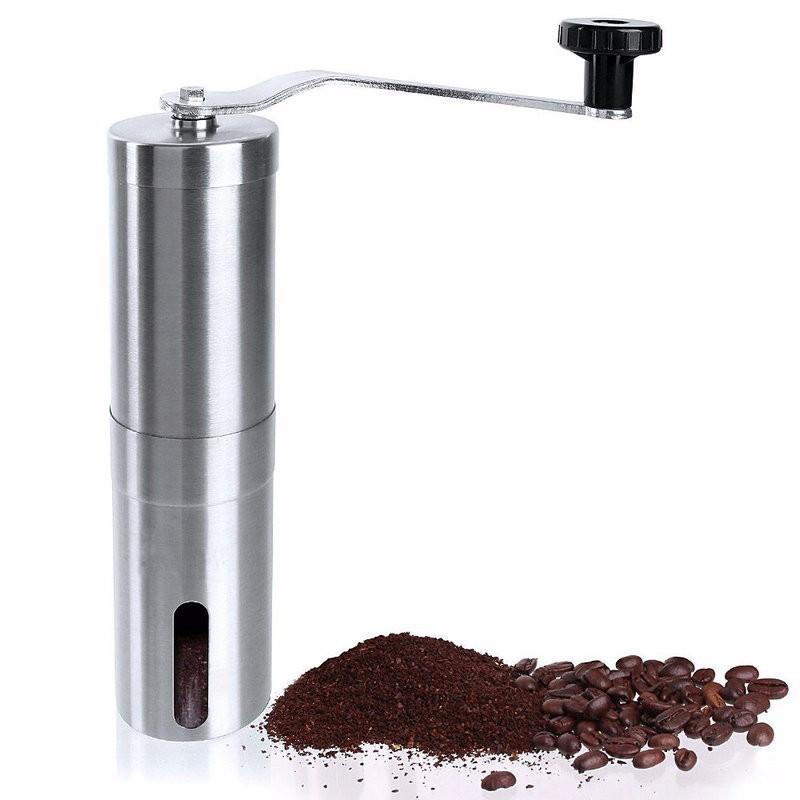 Mini Stainless Steel Manual Coffee Bean Grinder อุปกรณ์บดแตนเลส สำหรับเมล็ดบดกาแฟส (Silver)