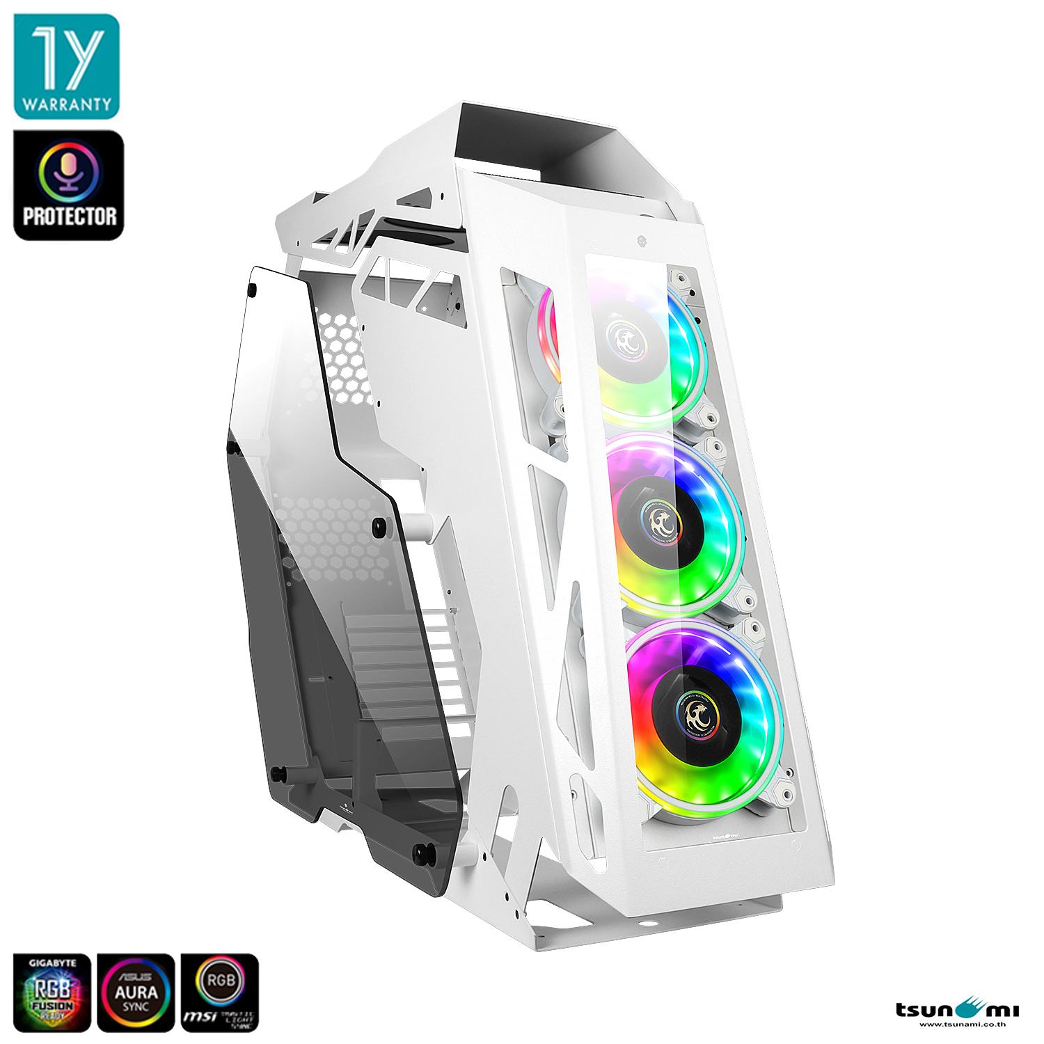 Tsunami (เคส เกมมิ่ง) Protector Titan WW Open Air Surrounded Tempered Glass Mutant ATX Gaming Computer Case with Protector 1262W Cooling Fan with Hub (ARGB/Protector RGB Ready)