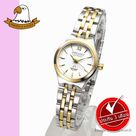 AMERICA EAGLE นาฬิกาข้อมือผู้หญิง สายสแตนเลส รุ่น AE021L - SilverGold/White