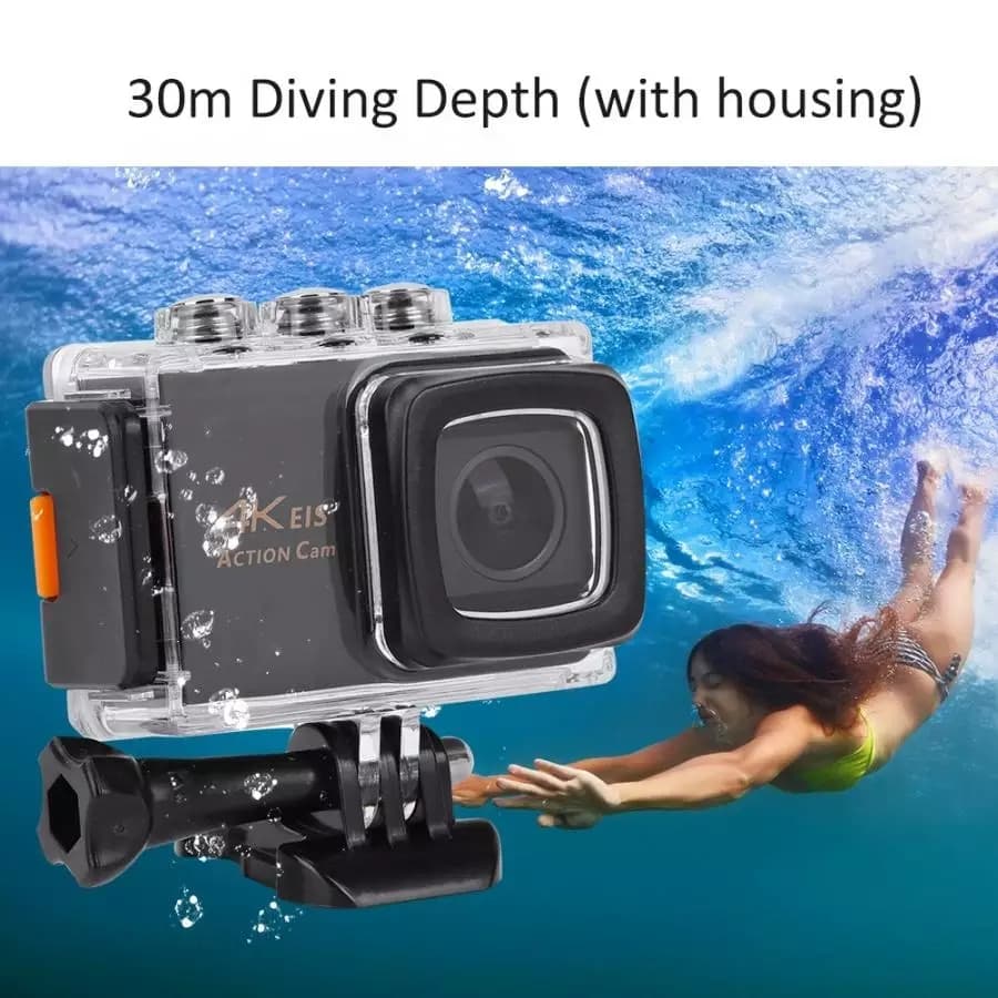 Nanotech 2018 กล้องกันน้ำ ถ่ายใต้น้ำ พร้อมรีโมท มีไมค์ ระบบกันสั่นครบ 4K Ultra HD waterproof WIFI FREE Remote - สีดำ M80 ล่าสุด
