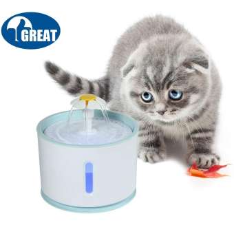 GoodGreat อัพเกรด 2.4L LED Cat น้ำพุพร้อมตัวกรองถ่าน, ส่องสว่างอัตโนมัติที่ให้อาหารสัตว์น้ำ - เงียบมากและ Hygienic แมวน้ำพุดอกไม้สำหรับสุนัขและแมว