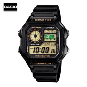 ภาพหน้าปกสินค้าVelashop นาฬิกาข้อมือผู้ชาย  Casio สายเรซิ่น รุ่น AE-1200WH-1BVDF AE-1200WH-1B AE-1200WH- Black ซึ่งคุณอาจชอบสินค้านี้