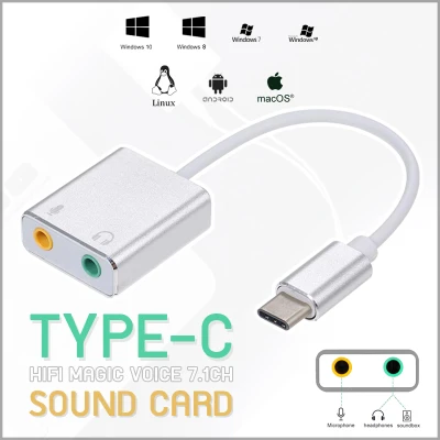 Universal USB Type C To 3.5mm Sound Card USB Audio Jack Headset Microphone Adapter Sound Card