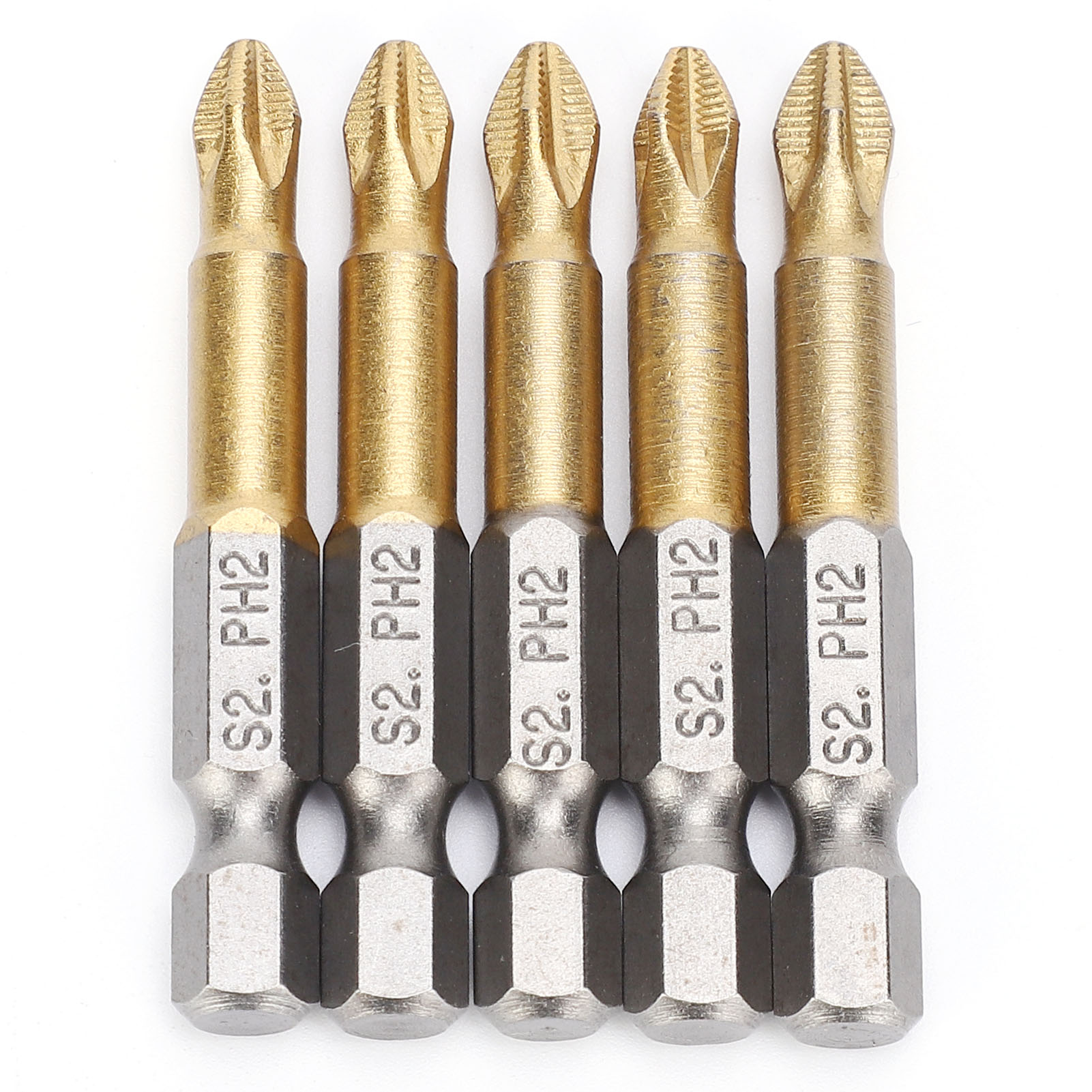5pcs 50mm PH2 Head Screwdriver Bits Set Anti-skid 1/4 Inch Hex Shank