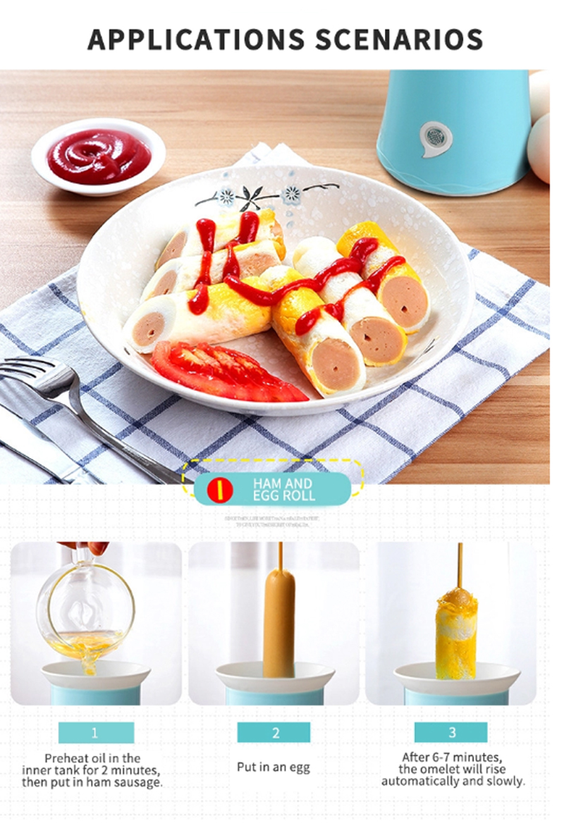 JIASHI Máy Làm Đồ Ăn Sáng Đa Chức Năng Omelette, Máy Làm Bánh Chống Dính, Cốc Trứng, Chất Liệu PP