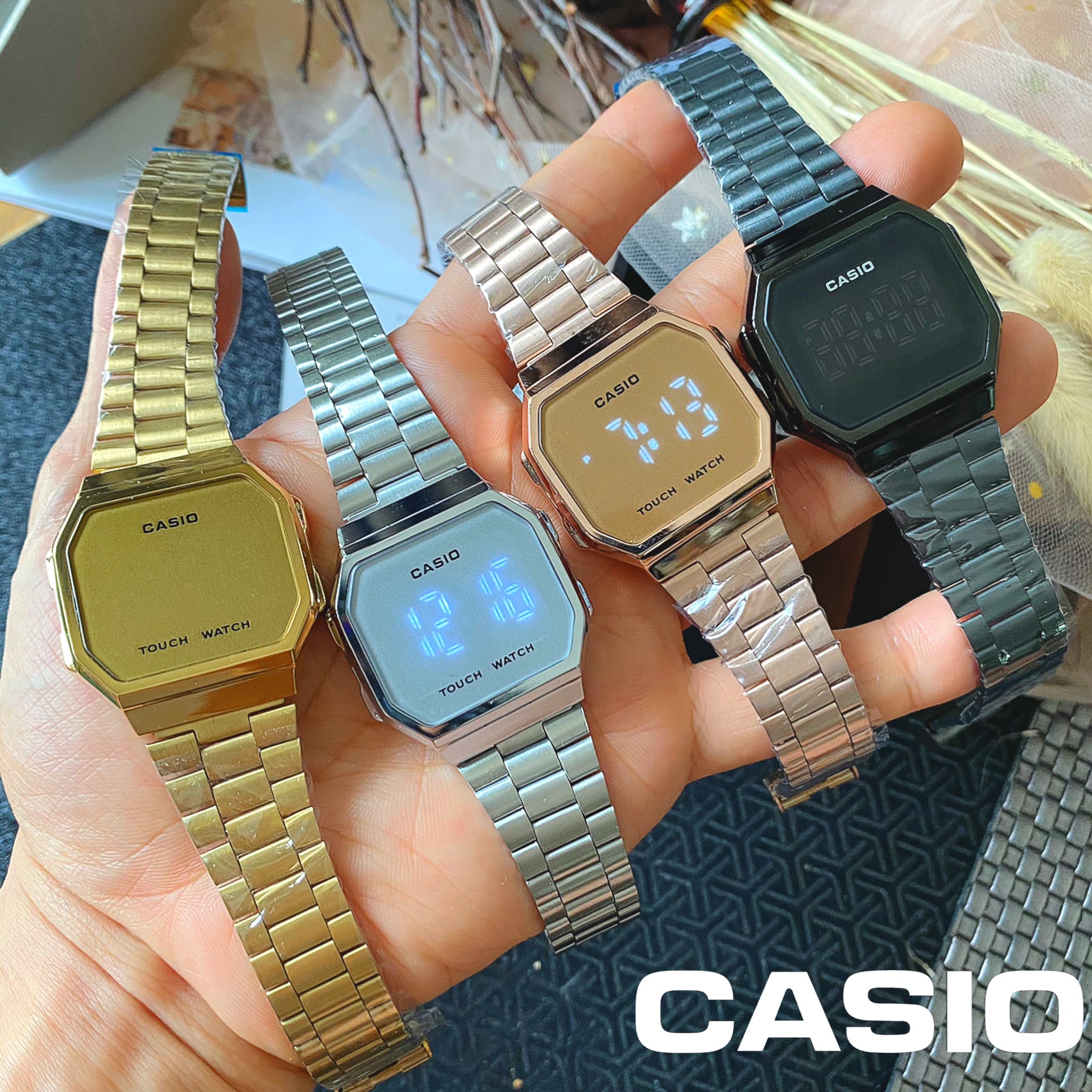 นาฬิกา Casio touch screen สัมผัสจอ ครบสี แถมฟรีกล่อง+ถุง+ผ้าเช็ด+เซ็ตเวลา