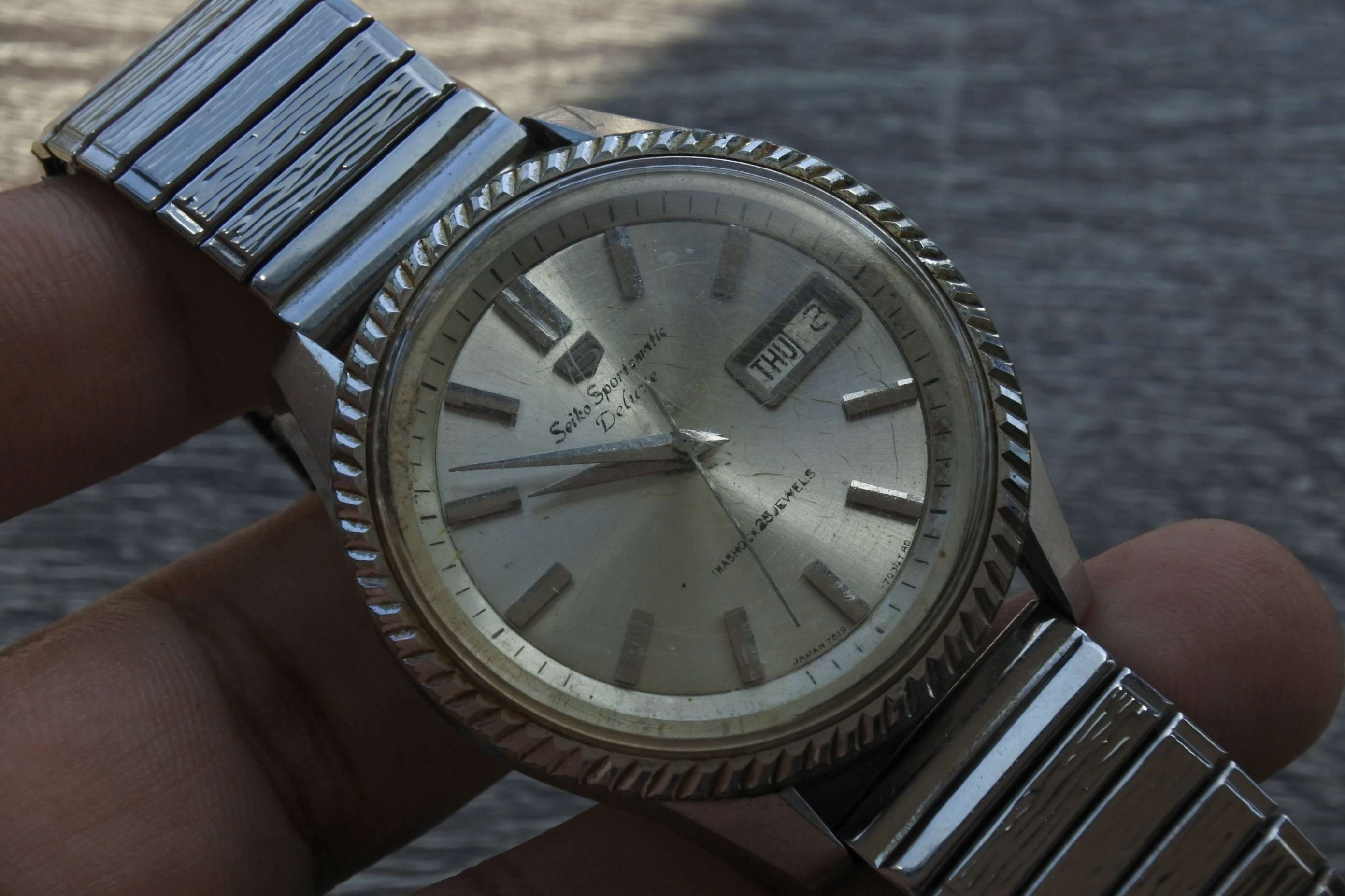 นาฬิกา Seiko Sportsmatic Deluxe 7619 7040 Vintage ผู้ชาย สายสแตนเลส แท้มือสองญี่ปุ่น ระบบ Automatic หน้าปัด 37mm