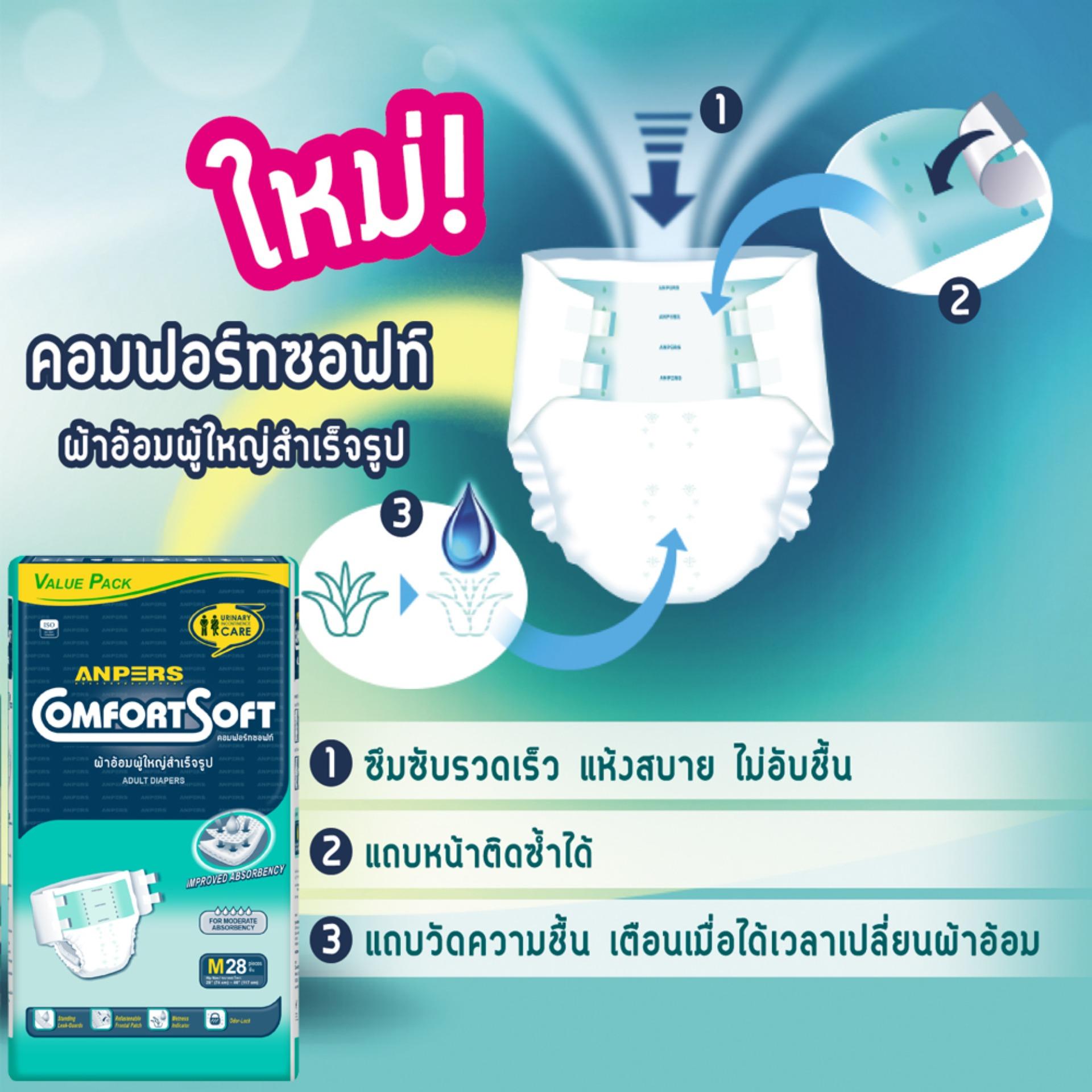 ผ้าอ้อมผู้ใหญ่ แบบเทป Anpers ComfortSoft Size M 28 ชิ้น x 4