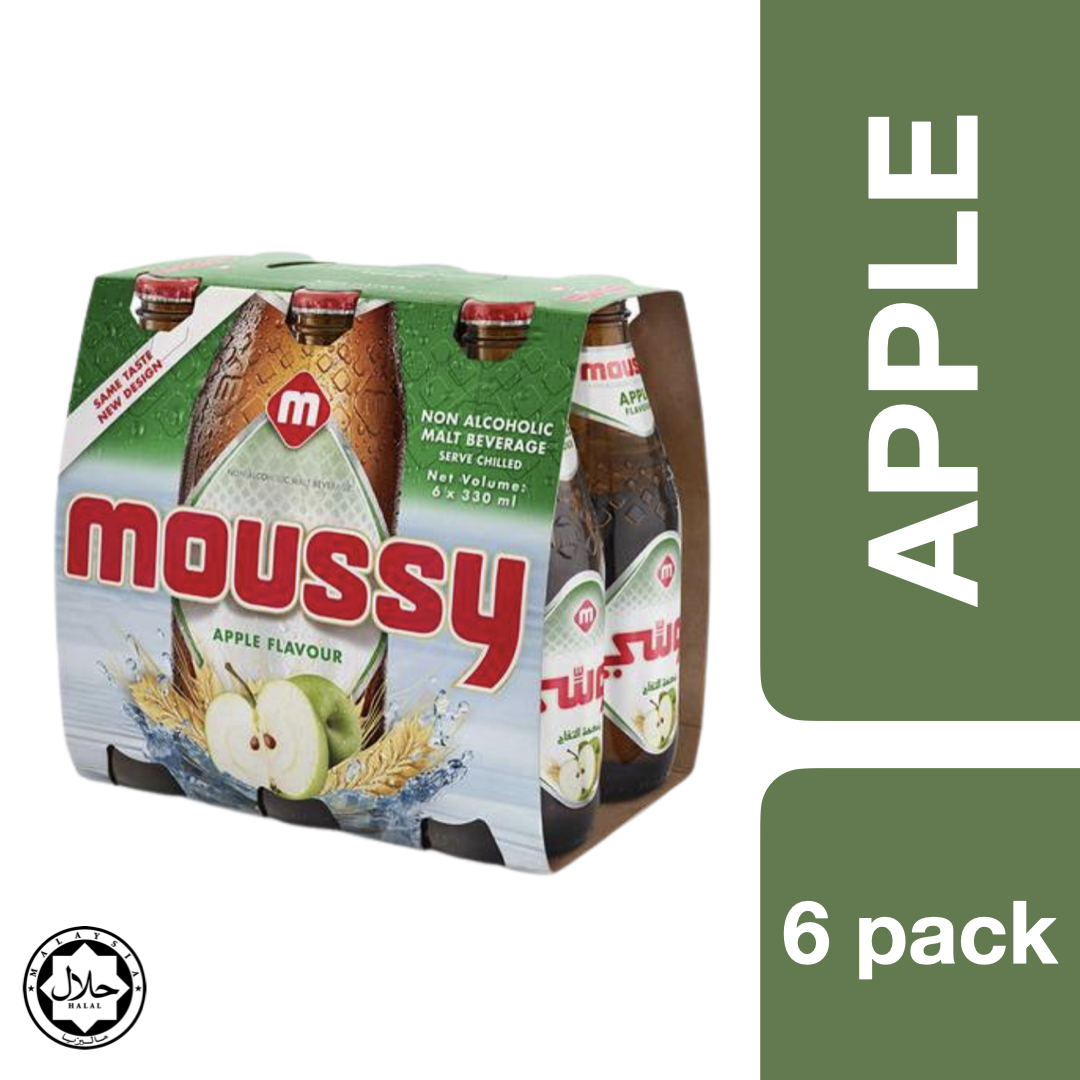 Moussy Malt Beverage Apple Flavour 330ml x 6 ++ มูซี เครื่องดื่มมอลต์ เครื่องดื่มมอลต์สกัด รสแอปเปิ้ล ขนาด 330ml x 6